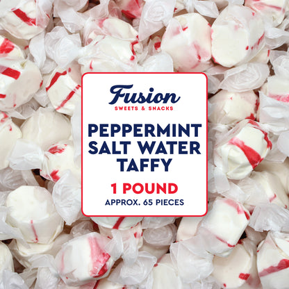 Peppermint Salt Water Taffy Individually Wrapped, 1 Pound | Soft & Chewy Nougat Style Candy Great For Parties, Kosher & Gluten Free