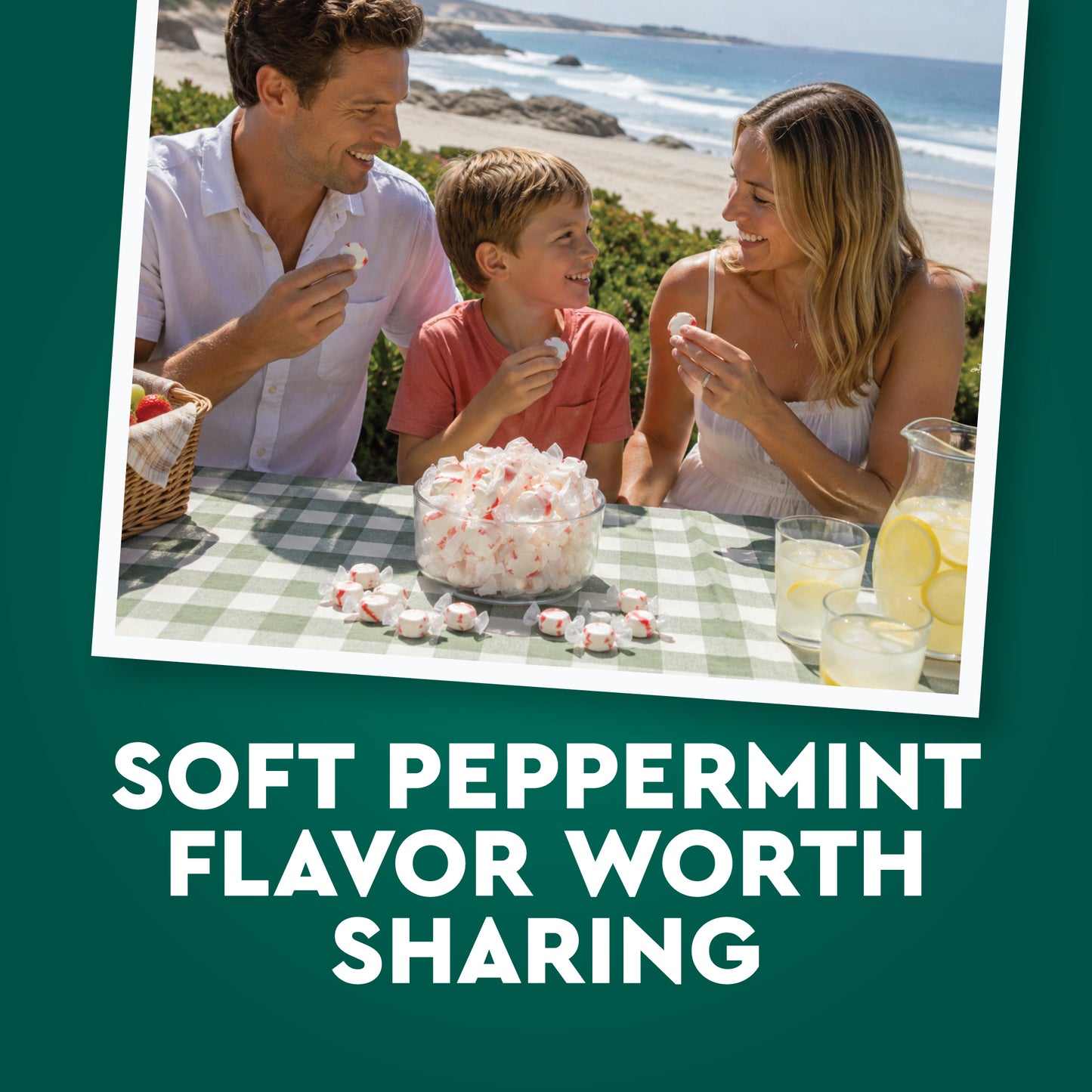 Peppermint Salt Water Taffy Individually Wrapped, 1 Pound | Soft & Chewy Nougat Style Candy Great For Parties, Kosher & Gluten Free