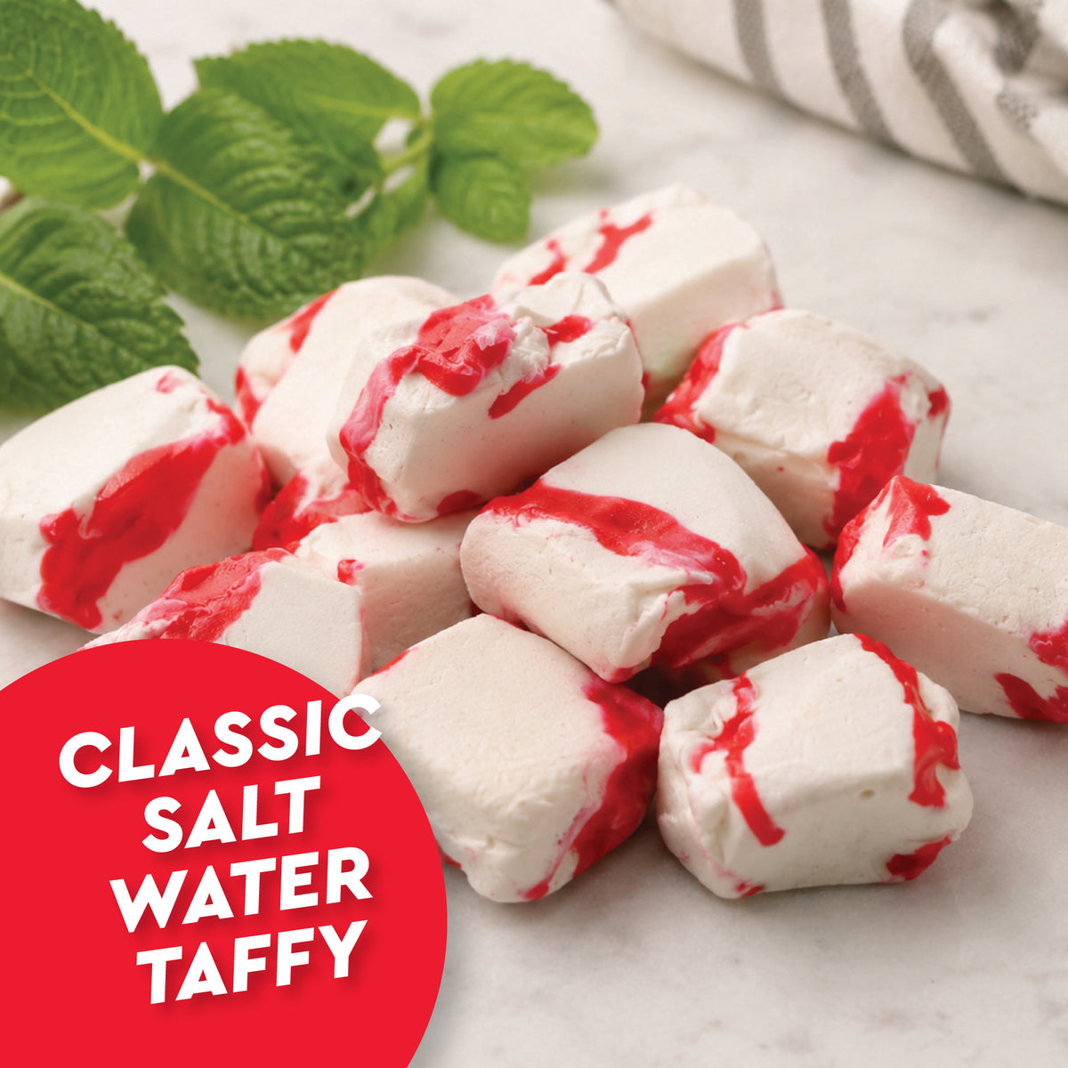 Peppermint Salt Water Taffy Individually Wrapped, 1 Pound | Soft & Chewy Nougat Style Candy Great For Parties, Kosher & Gluten Free