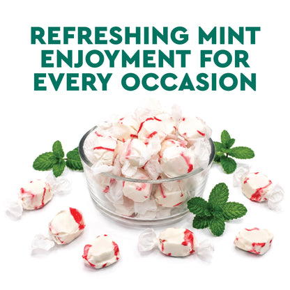 Peppermint Salt Water Taffy Individually Wrapped, 1 Pound | Soft & Chewy Nougat Style Candy Great For Parties, Kosher & Gluten Free