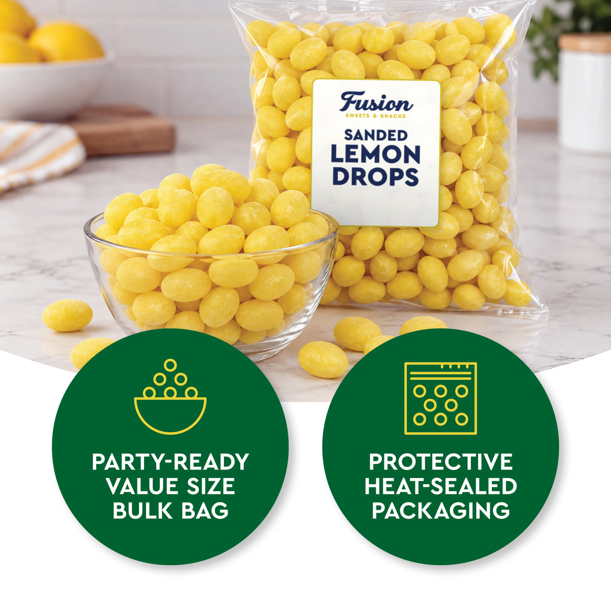 Sanded Lemon Drops Old Fashioned Hard Candy, 1 Pound Bag, Lemon Candy | With A Bright Sweet & Tart Lemon Citrus Flavor And Classic Sugar-Sanded Finish
