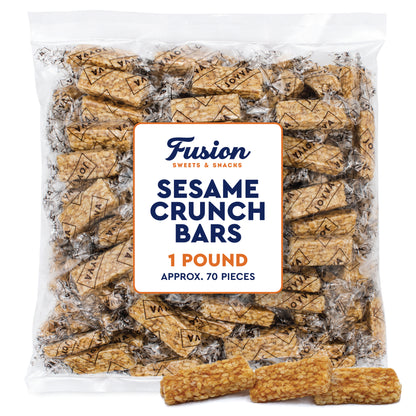 Sesame Seed Crunch Candy Bars with Honey – 1 Pound Bulk Individually Wrapped Roasted Sesame Snacks, Sweet Old Fashioned Greek Style Treats & Classic Nut Candy