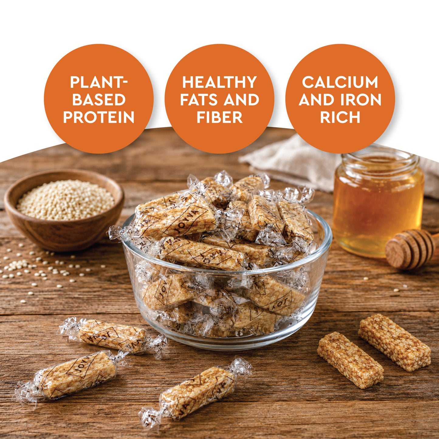 Sesame Seed Crunch Candy Bars with Honey – 1 Pound Bulk Individually Wrapped Roasted Sesame Snacks, Sweet Old Fashioned Greek Style Treats & Classic Nut Candy