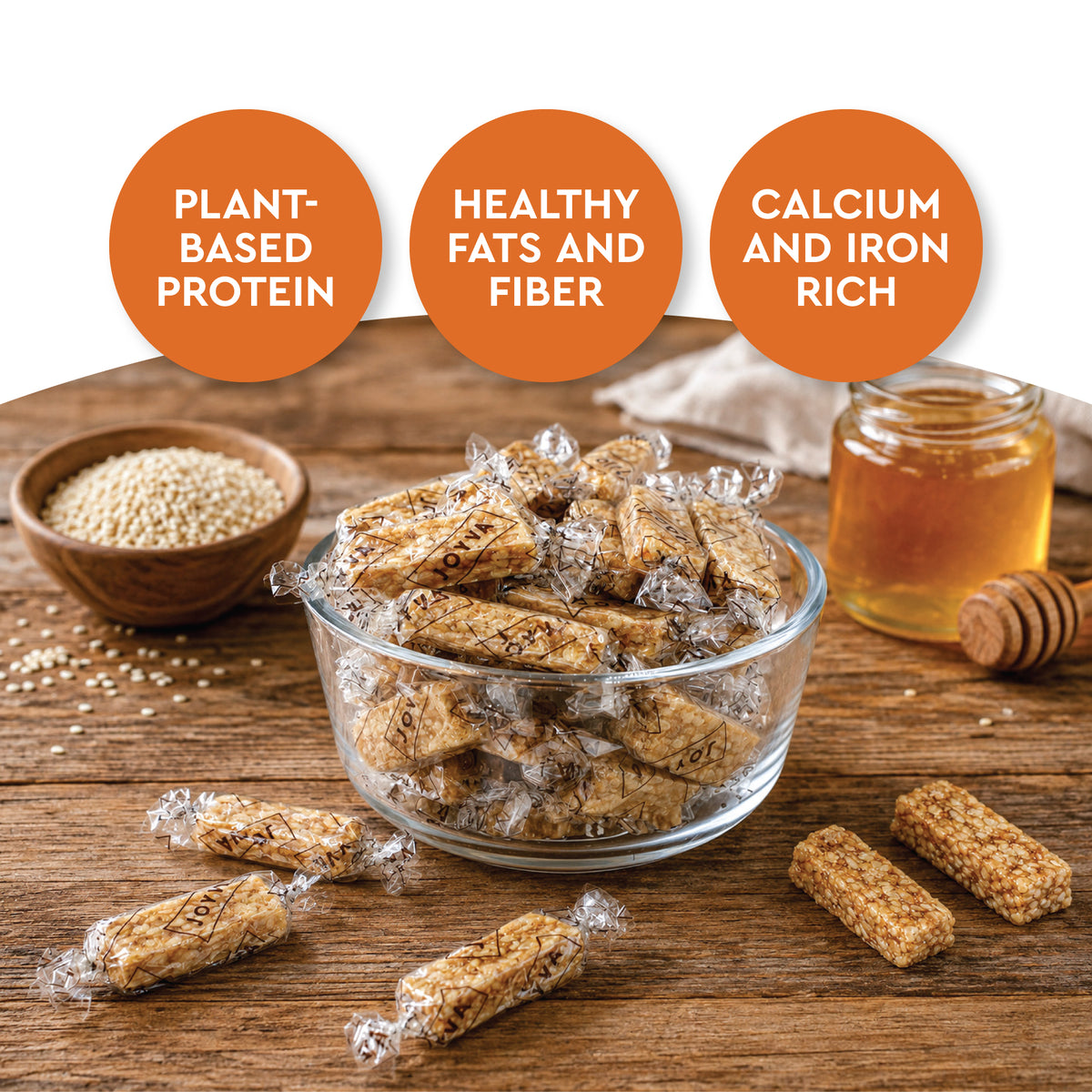 Sesame Seed Crunch Candy Bars with Honey – 2 Pound Bag Individually Wrapped | Roasted Sesame Snacks, Sweet Old Fashioned Greek Style Treats & Classic Nut Candy