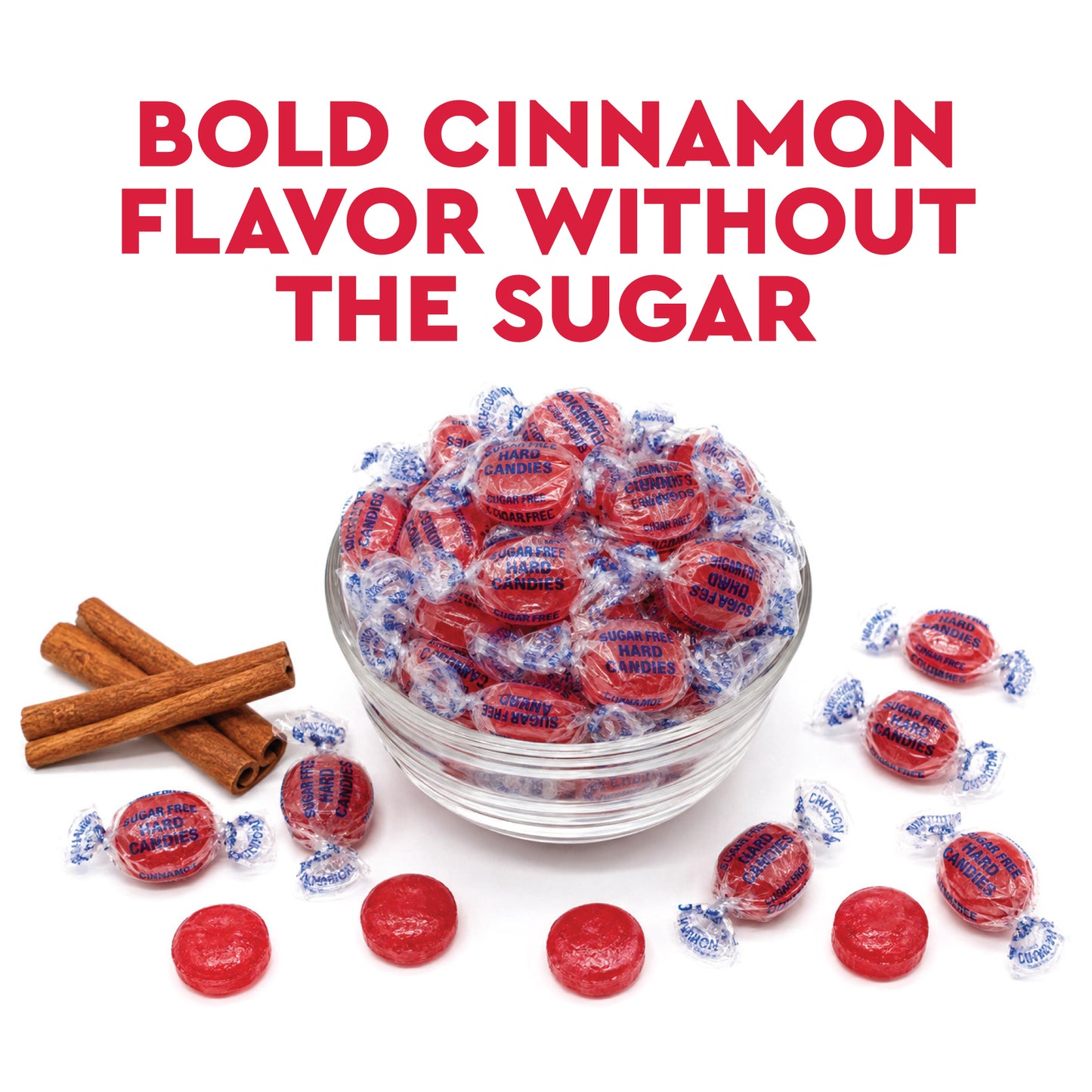 Arcor Sugar Free Cinnamon Hard Candy, 8 Ounce Bag, Individually Wrapped | Approx. 40 pieces, Delicious Keto Friendly Premium Treats, Sugarfree Cinnamon Candy, Fat Free