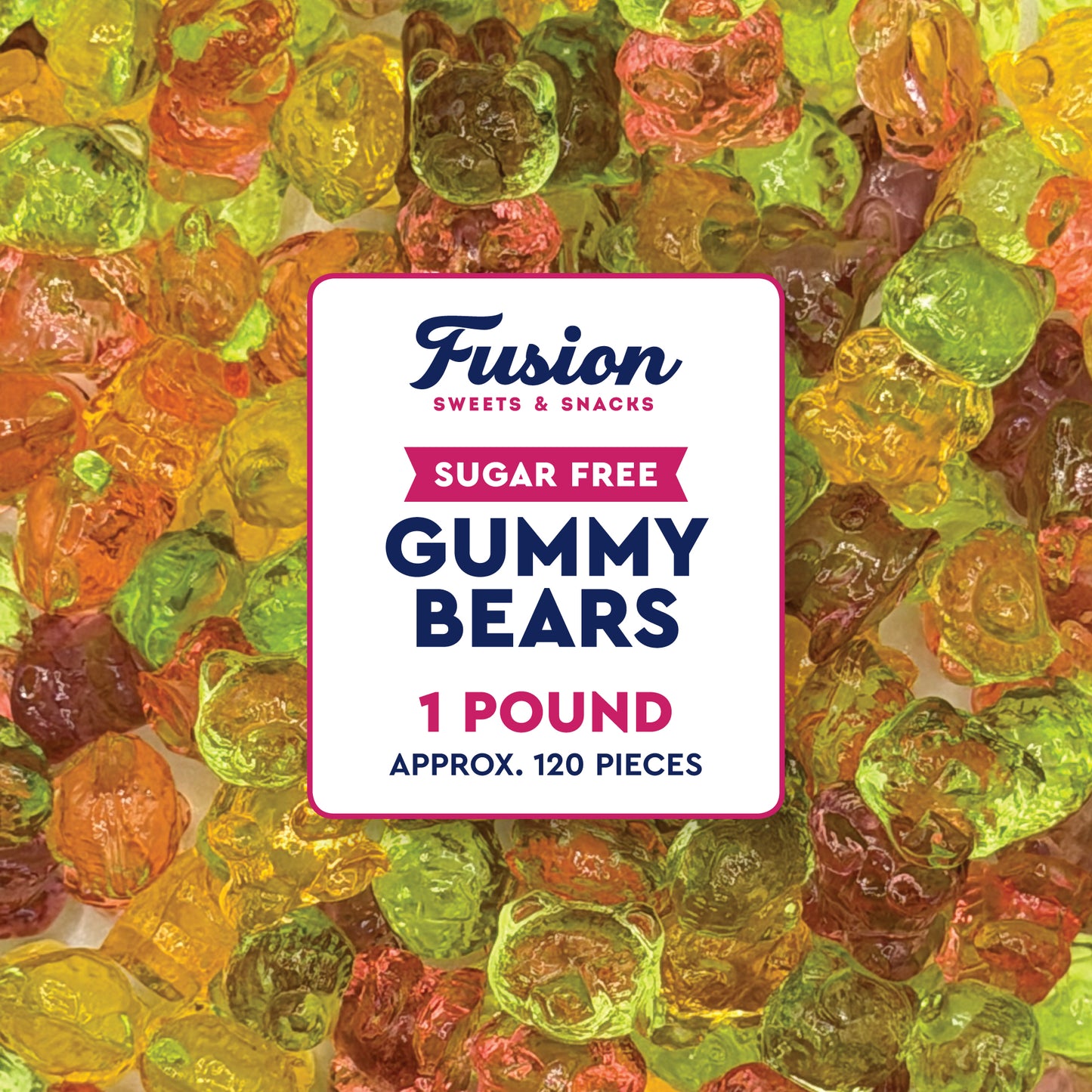 Sugar Free Gummy Bears 1 Pound Bulk Bag, 3D Chewy Candy, Assorted Fruit Flavors, Sugar Free Gummies, Low Carb Keto Friendly, Diabetic Candy