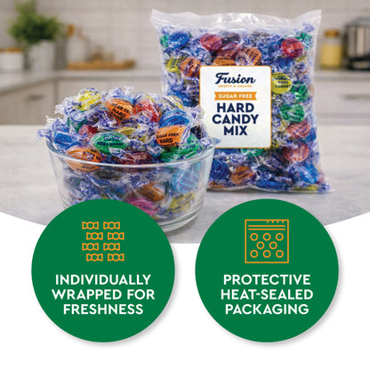 Sugar Free Hard Candy Mix - 1 Pound Bag (Approx. 75 Pieces), Individually Wrapped, Sugar Free Candy Assorted Fruit & Berry Mix Flavors - Lemon, Lime, Cherry, Orange, Blackberry & Raspberry Candies For Office Bowls & Snacking