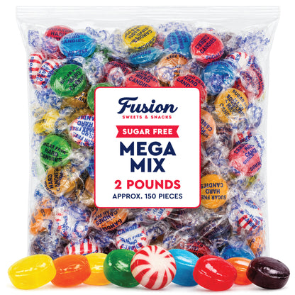 Sugar Free Hard Candy Mega Mix 2 Pound Bag Individually Wrapped 8 Assorted Flavors Office Bowl Candy Mix