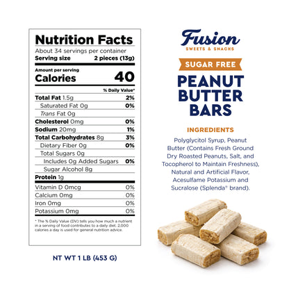 Sugar Free Peanut Butter Bars - 1 Pound Individually Wrapped - Atkinson Bulk Peanut Butter Candy