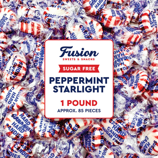 Sugar Free Peppermint Candy - 1 Pound Bulk Bag - Individually Wrapped Sugar Free Starlight Mints- Keto and Diabetic Friendly Sugarless Hard Candy