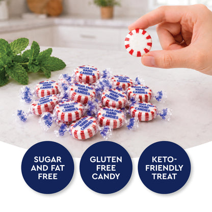Sugar Free Peppermint Starlight Candy, 2 Pound Bag, Individually Wrapped | Approx 170 Count, Bulk Sugarfree Peppermint Mints, Keto & Diabetic Friendly, Sugarless Hard Candy