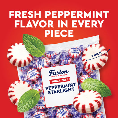 Sugar Free Peppermint Starlight Candy, 2 Pound Bag, Individually Wrapped | Approx 170 Count, Bulk Sugarfree Peppermint Mints, Keto & Diabetic Friendly, Sugarless Hard Candy