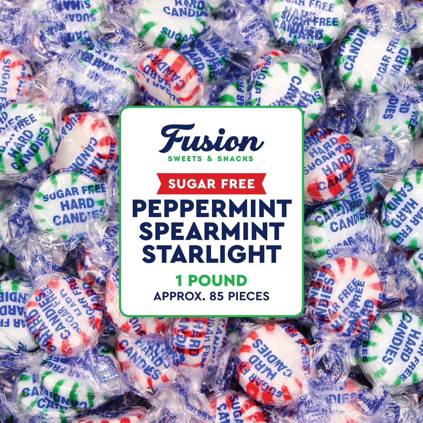 Sugar Free Starlight Mints Peppermint & Spearmint Candy, 1 Pound Bulk Bag | Individually Wrapped, Approx 85 Pieces, Sugarless Hard Candy, Keto Candy, Bulk Candy for Candy Bowls