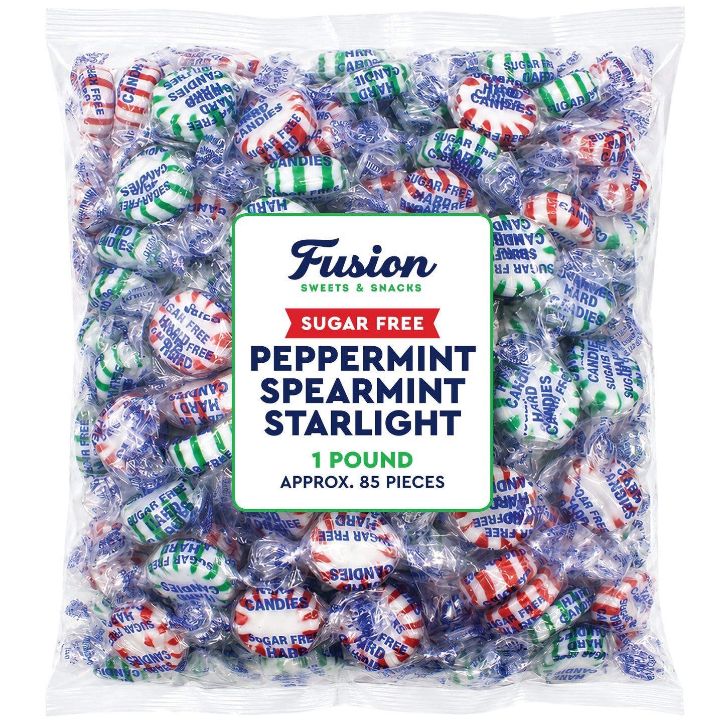 Sugar Free Starlight Mints Peppermint & Spearmint Candy, 1 Pound Bulk Bag | Individually Wrapped, Approx 85 Pieces, Sugarless Hard Candy, Keto Candy, Bulk Candy for Candy Bowls