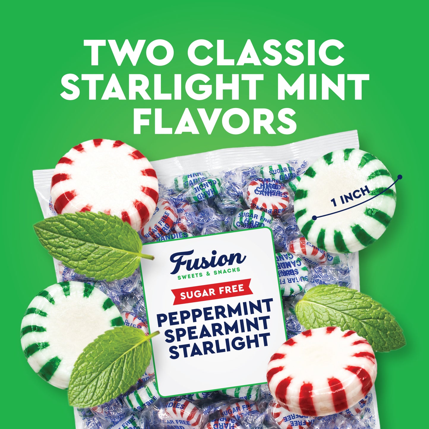 Sugar Free Starlight Mints Peppermint & Spearmint Candy, 1 Pound Bulk Bag | Individually Wrapped, Approx 85 Pieces, Sugarless Hard Candy, Keto Candy, Bulk Candy for Candy Bowls