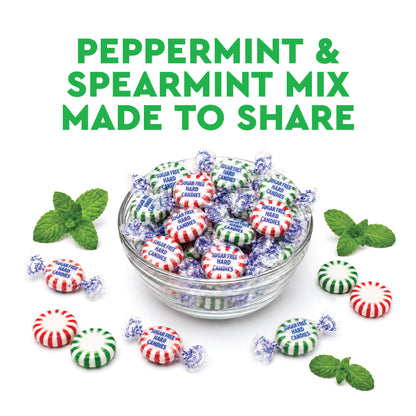 Sugar Free Starlight Mints Peppermint & Spearmint Candy, 1 Pound Bulk Bag | Individually Wrapped, Approx 85 Pieces, Sugarless Hard Candy, Keto Candy, Bulk Candy for Candy Bowls