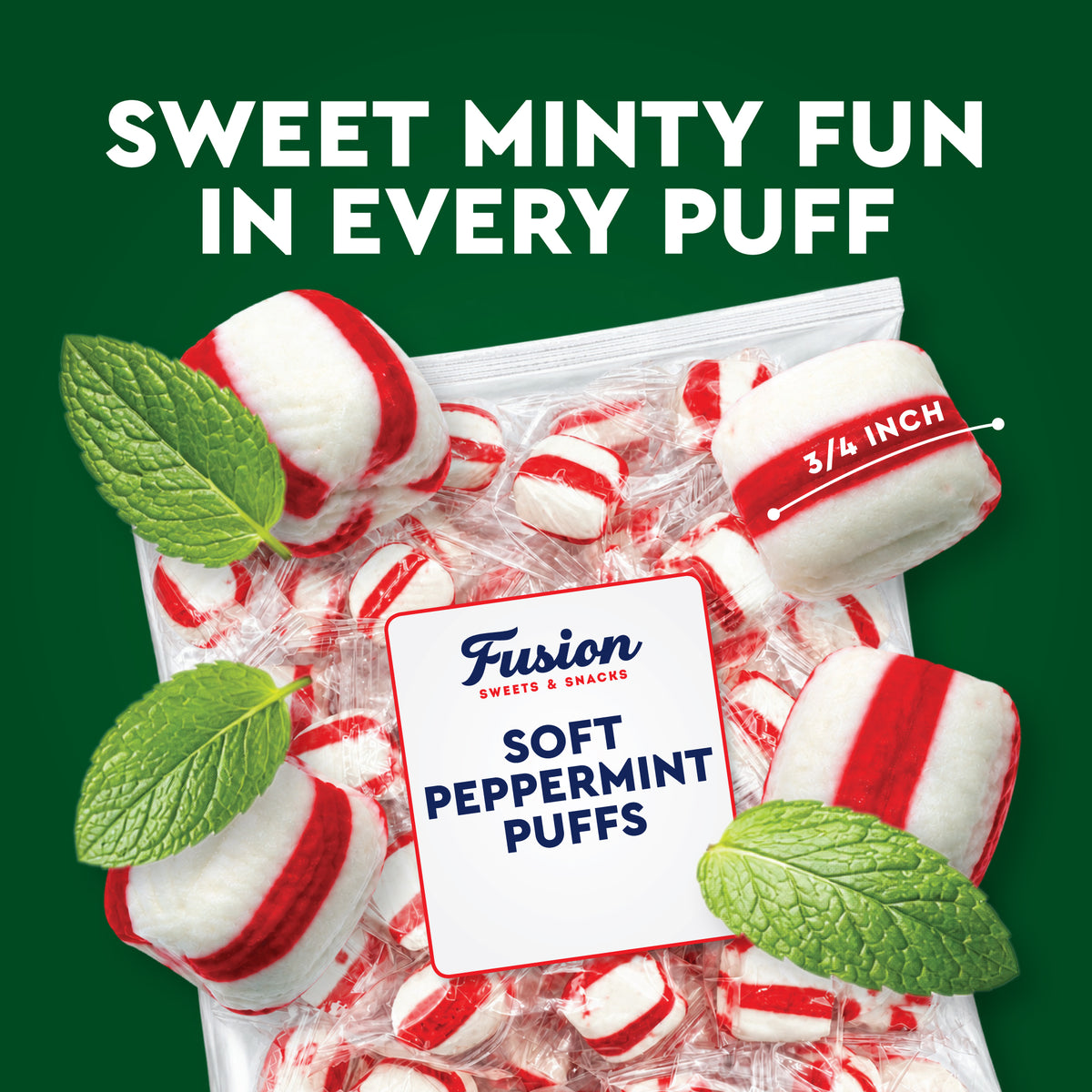 Soft Peppermint Puff Candy - 1 Pound Bag - Individually Wrapped Soft Mints Peppermint Puffs
