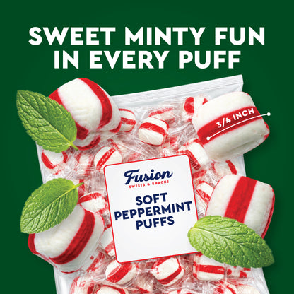 Soft Peppermint Puff Candy - 1 Pound Bag - Individually Wrapped Soft Mints Peppermint Puffs