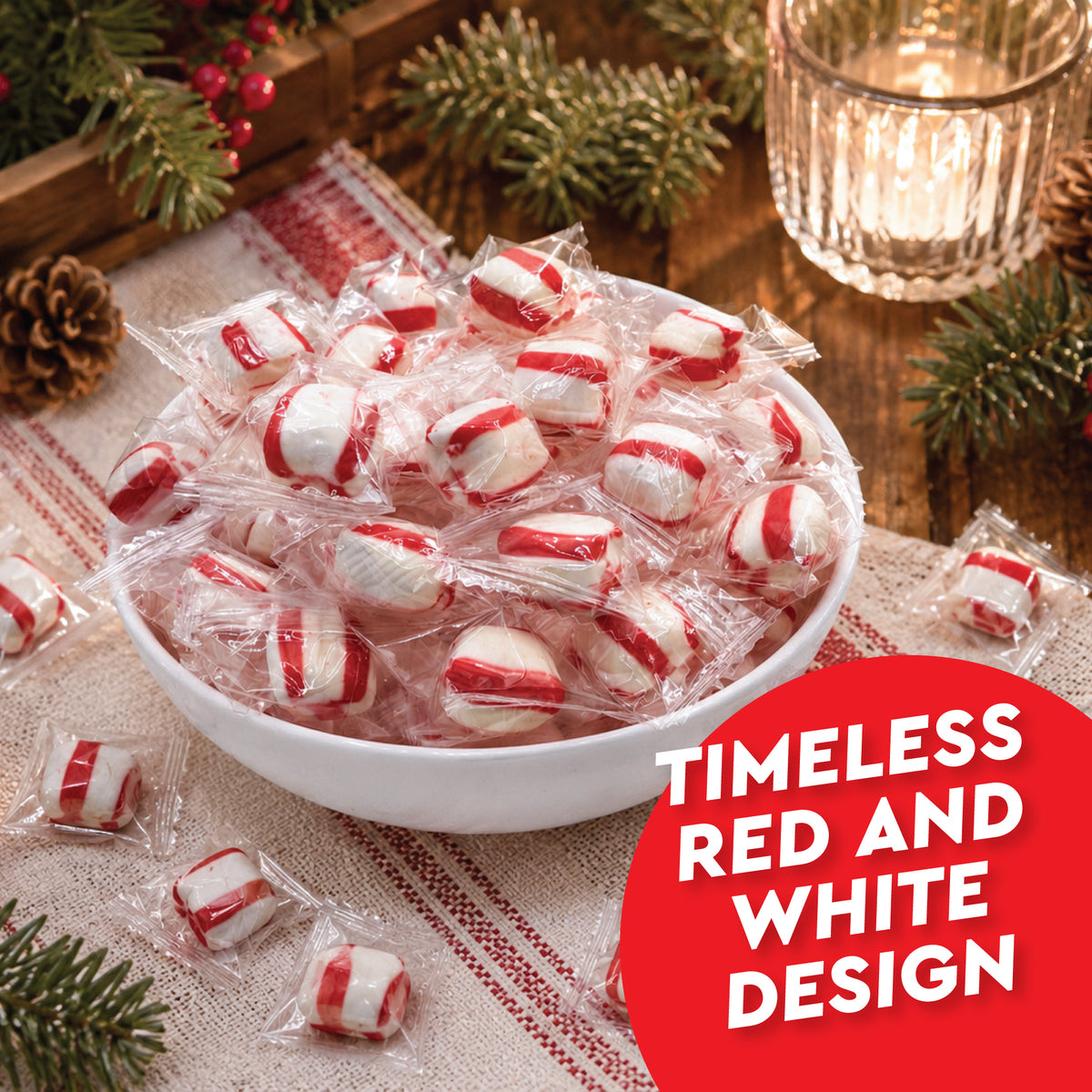 Soft Peppermint Puff Candy - 1 Pound Bag - Individually Wrapped Soft Mints Peppermint Puffs
