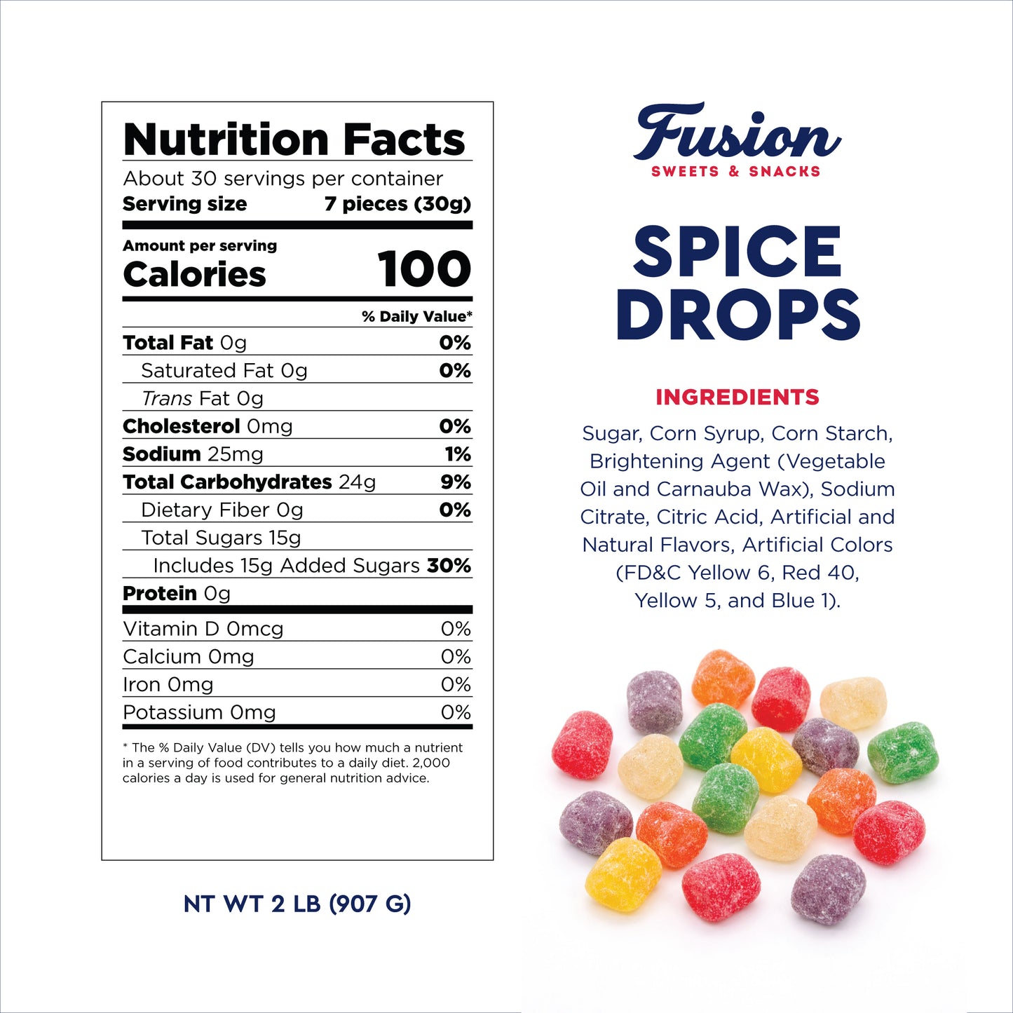 Spice Drops, 2 Pound Bulk Bag - Assorted Fruit Spiced Gum Drops Candy, Spice Gumdrops In Clove, Wintergreen, Anise, Cinnamon, Peppermint, And Spearmint Flavors