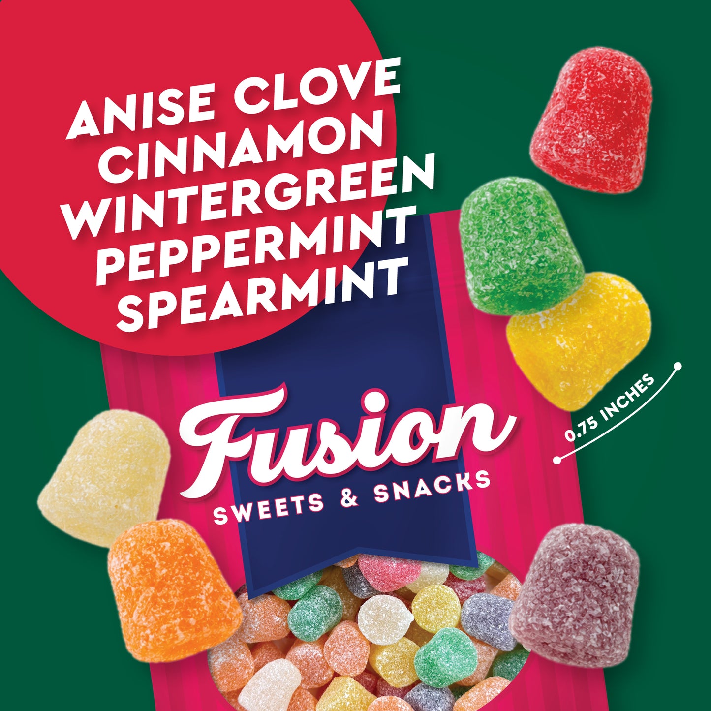 Spice Drops, 2 Pound Bulk Bag - Assorted Fruit Spiced Gum Drops Candy, Spice Gumdrops In Clove, Wintergreen, Anise, Cinnamon, Peppermint, And Spearmint Flavors