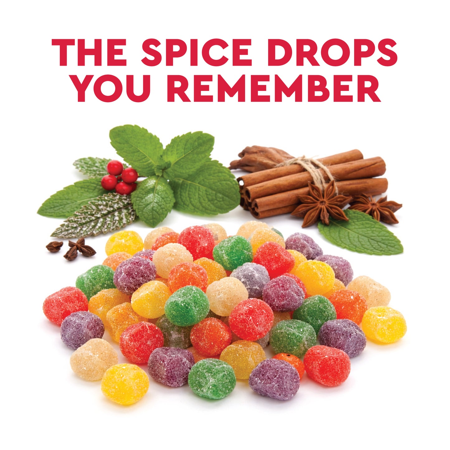 Spice Drops, 1 Pound Bulk Bag - Assorted Fruit Spiced Gum Drops Candy, Spice Gumdrops In Clove, Wintergreen, Anise, Cinnamon, Peppermint, And Spearmint Flavors