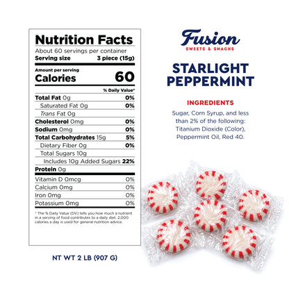 Starlight Peppermint Candy, 2 Pound Bag, Bulk Mints Individually Wrapped | Timeless Peppermint Candy With A Crisp Cooling Mint Flavor In Every Piece