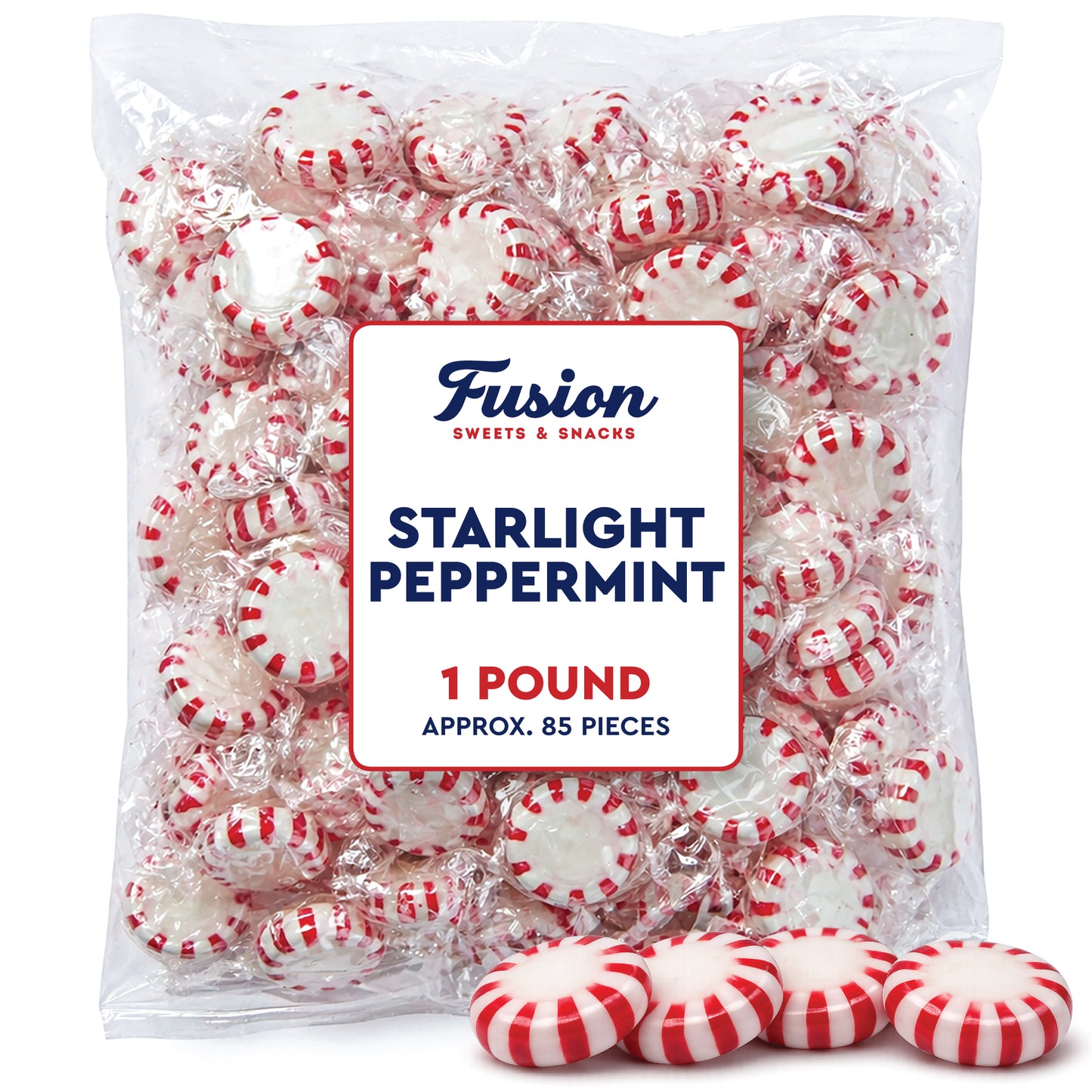 Starlight Peppermint Hard Candy - Bulk 1 Pound Individually Wrapped Peppermints, Refreshing Peppermint Candies, Starlights Mints - Valentines Day Candy