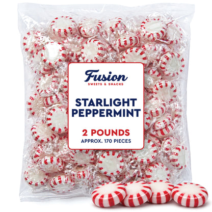 Starlight Peppermint Hard Candy - Bulk 2 Pounds Individually Wrapped Peppermints, Refreshing Peppermint Candy, Starlights Mints