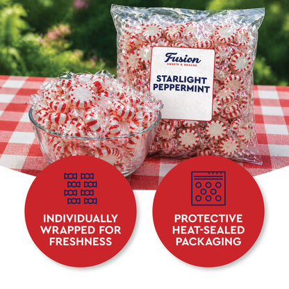 Starlight Peppermint Bulk Hard Candy, 5 Pounds Individually Wrapped Mints | Approx 430 Count, Refreshing Old Fashioned Red & White Peppermint Candies, Breath Mint, Candy Bowls, Gluten Free