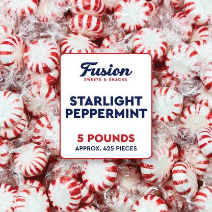 Starlight Peppermint Bulk Hard Candy, 5 Pounds Individually Wrapped Mints | Approx 430 Count, Refreshing Old Fashioned Red & White Peppermint Candies, Breath Mint, Candy Bowls, Gluten Free