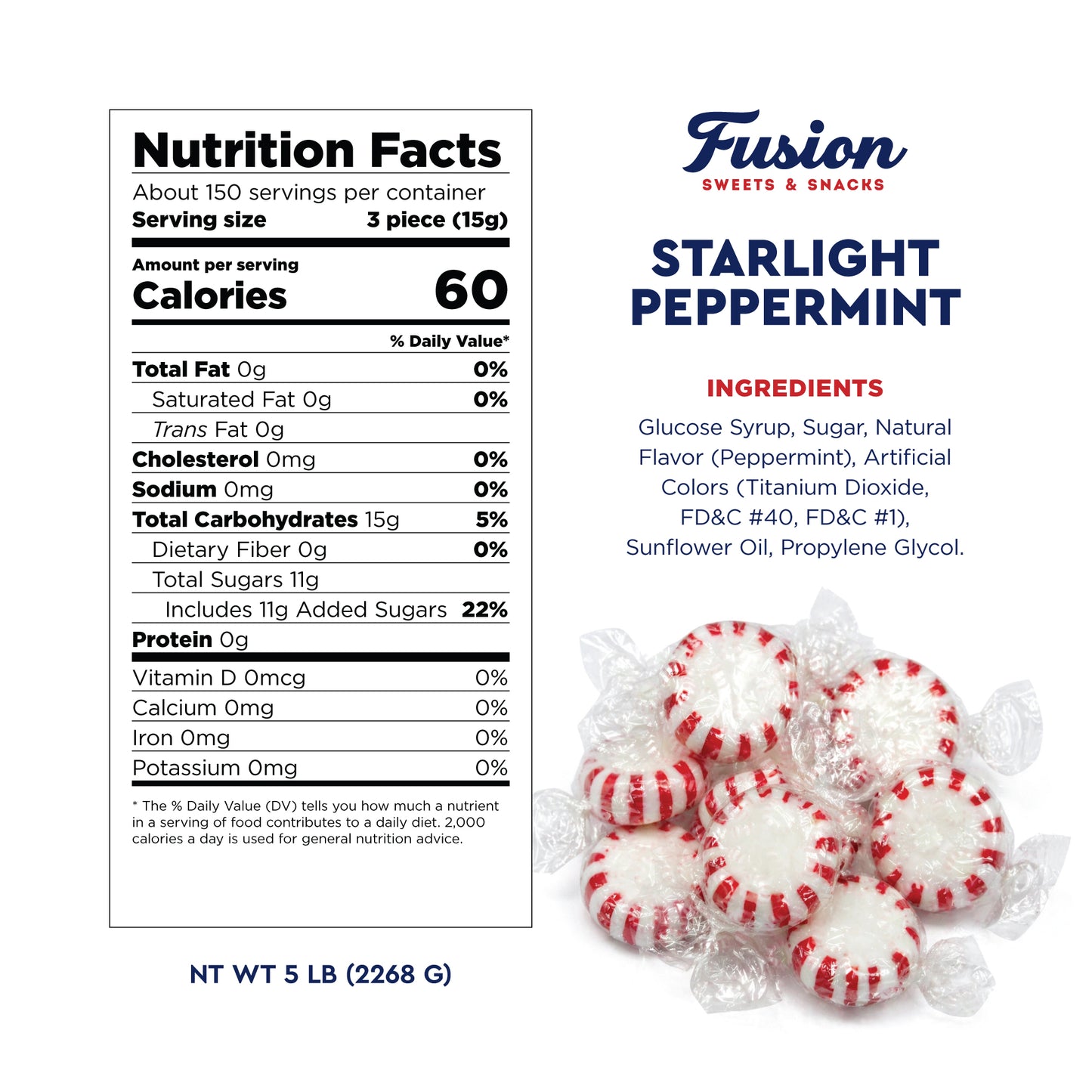 Starlight Peppermint Bulk Hard Candy, 5 Pounds Individually Wrapped Mints | Approx 430 Count, Refreshing Old Fashioned Red & White Peppermint Candies, Breath Mint, Candy Bowls, Gluten Free
