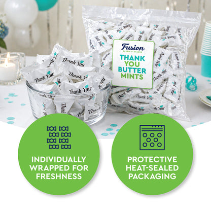 Thank You Butter Mints Individually Wrapped - 125 Count, After Dinner Mints, Soft Pillow Mints, Bulk Wedding Mints for Reception, Baby Shower & Funeral Favors for Guests