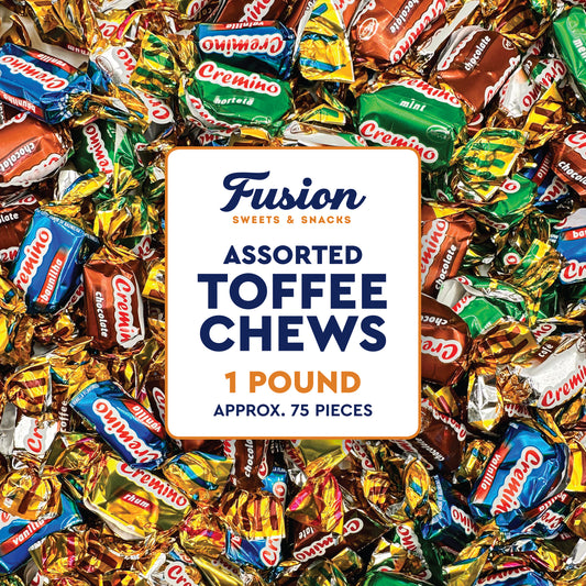 Toffee Candy Assorted - 1 Pound Bulk Chews, Toffee Candy Individually Wrapped - Five Delicious Flavors Vanilla, Chocolate, Coffee, Rum and Mint - Approx 75 Pieces