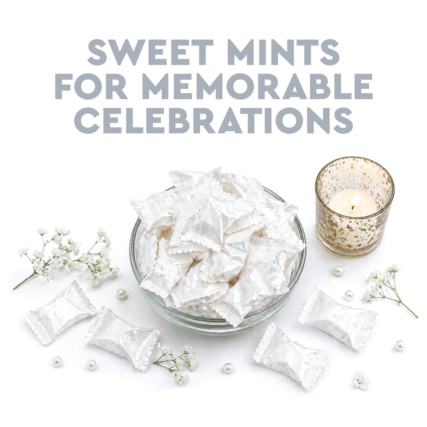 White Buttermints - 100 Count - Butter Mints Individually Wrapped - Wedding Mints